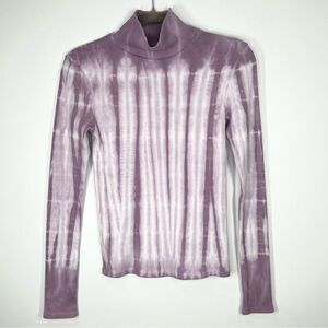 American Eagle AE Studio Purple Tie Dyed Ribbed Long Sleeve Turtleneck Shirt S